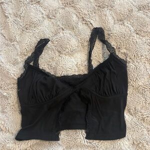 SHEIN Elegant Black Lace Crop Top